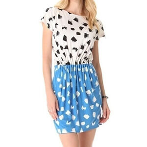 DVF Diane Von Furstenburg Odea Silk Dress Size 4 Retro Print Colorblock Vintage